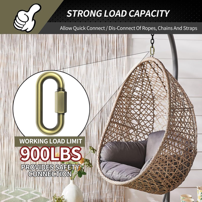 Fetoatar 2.3" Chain Quick Links, 8 Pcs 1/4" Marine Grade Screw Chain Links, Large Opening Chain Connector Chain Coupler, 900 Lbs Capacity - Image 3